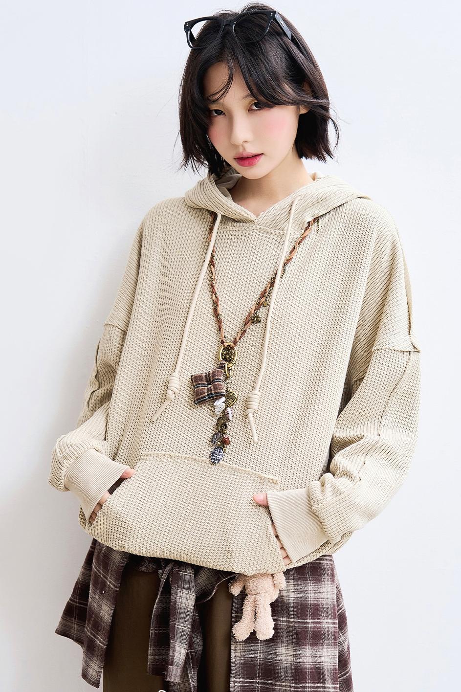 Casual Rib Knit Sweatshirt