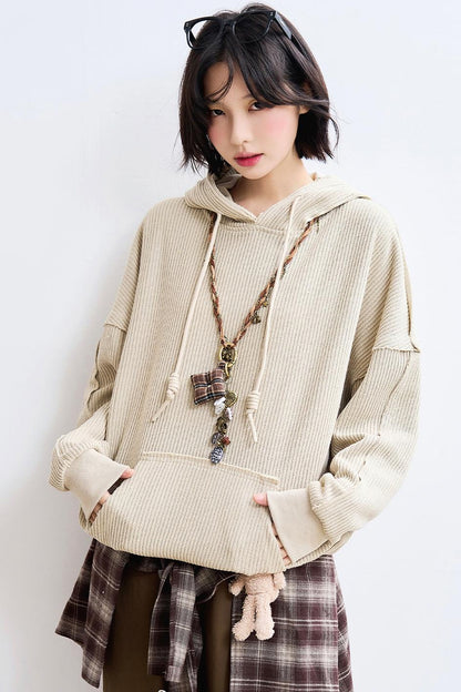 Casual Rib Knit Sweatshirt