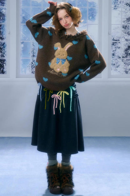 ラッフルドマルチカラーリボンスカート