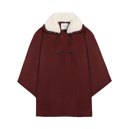 ファーカラーチェックケープコート