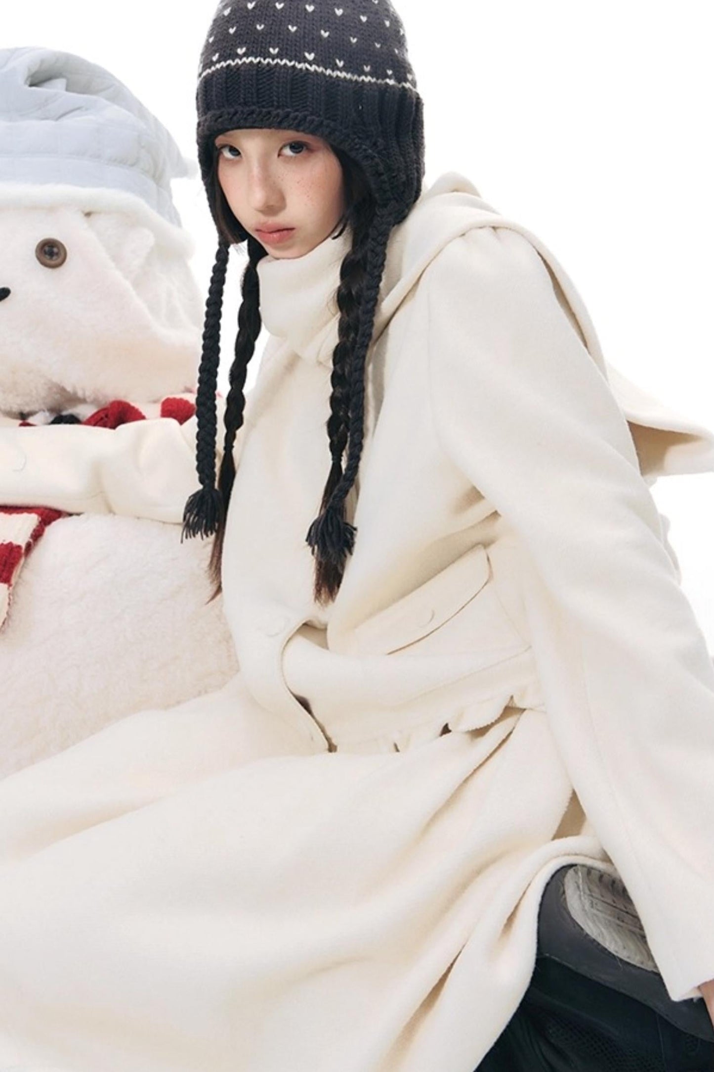 レトロトップス+プレッピープリーツスカート+スカーフ