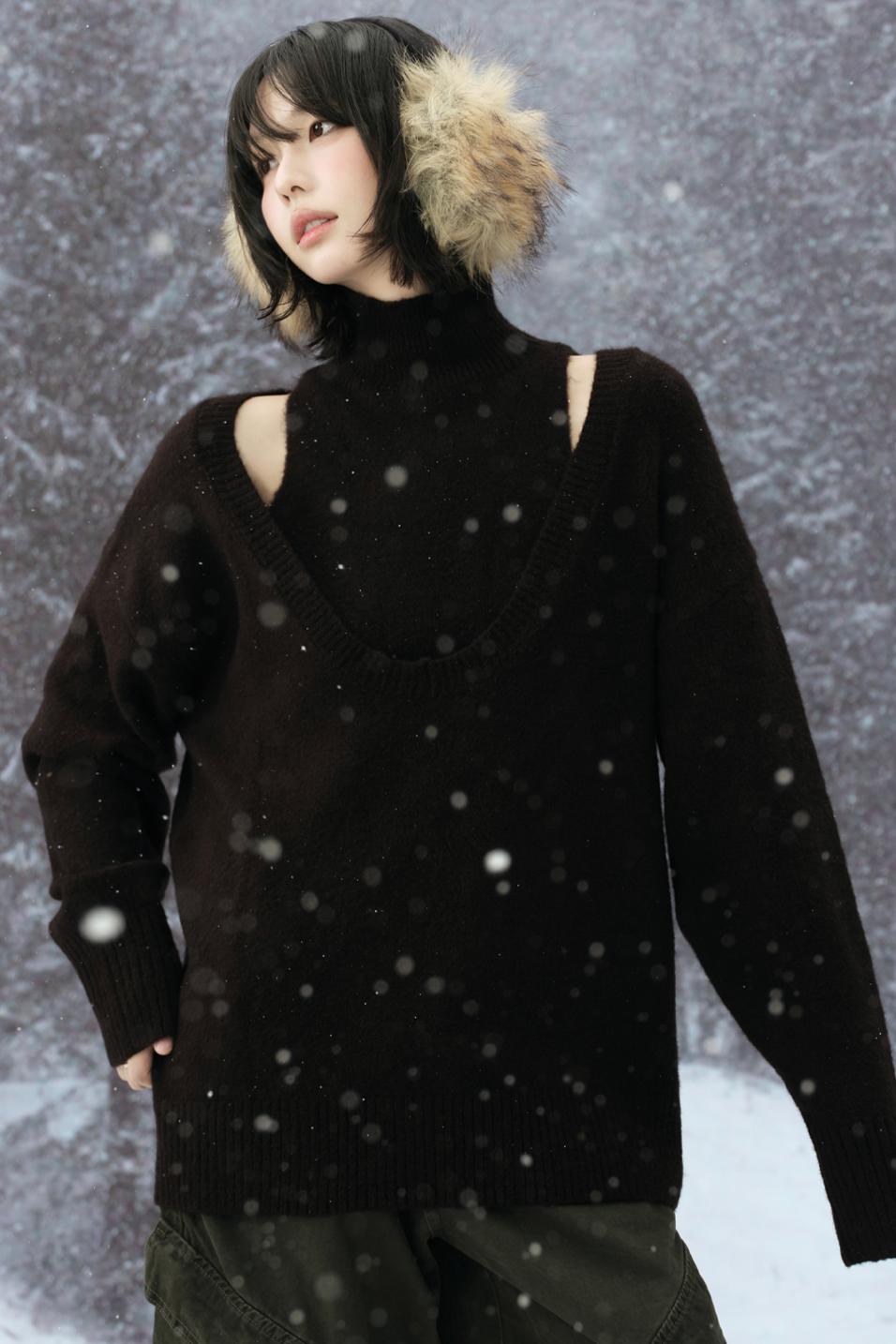 ハイネックレイヤードスタイルスウェーターセット