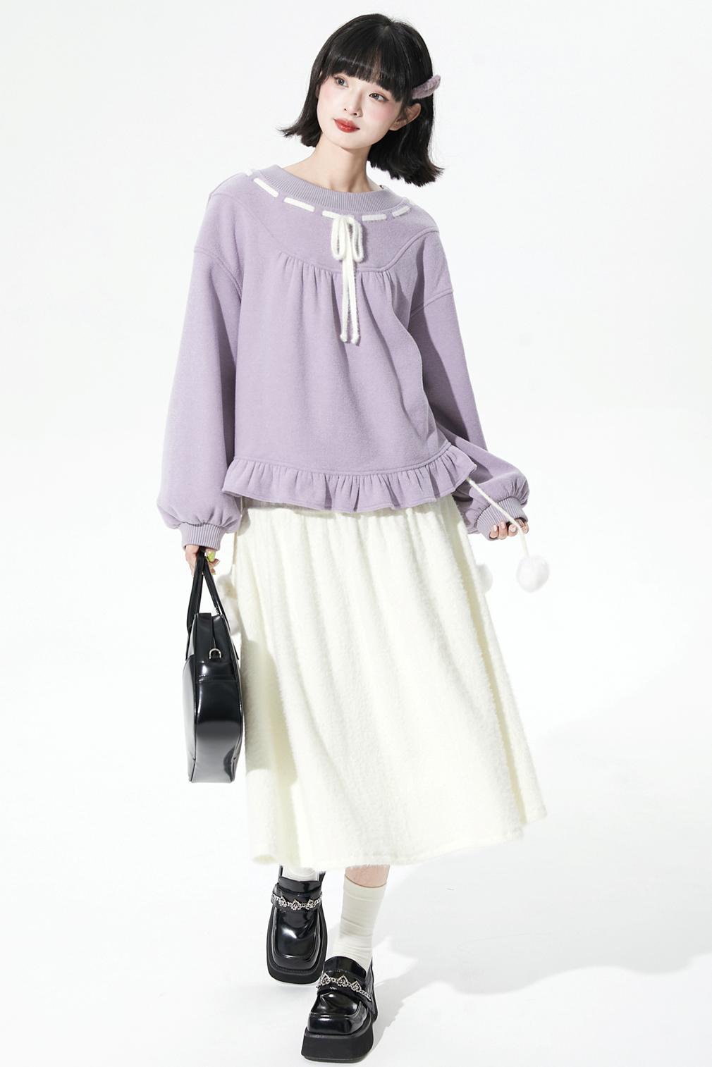 ソフトリブドニットフレアスカート