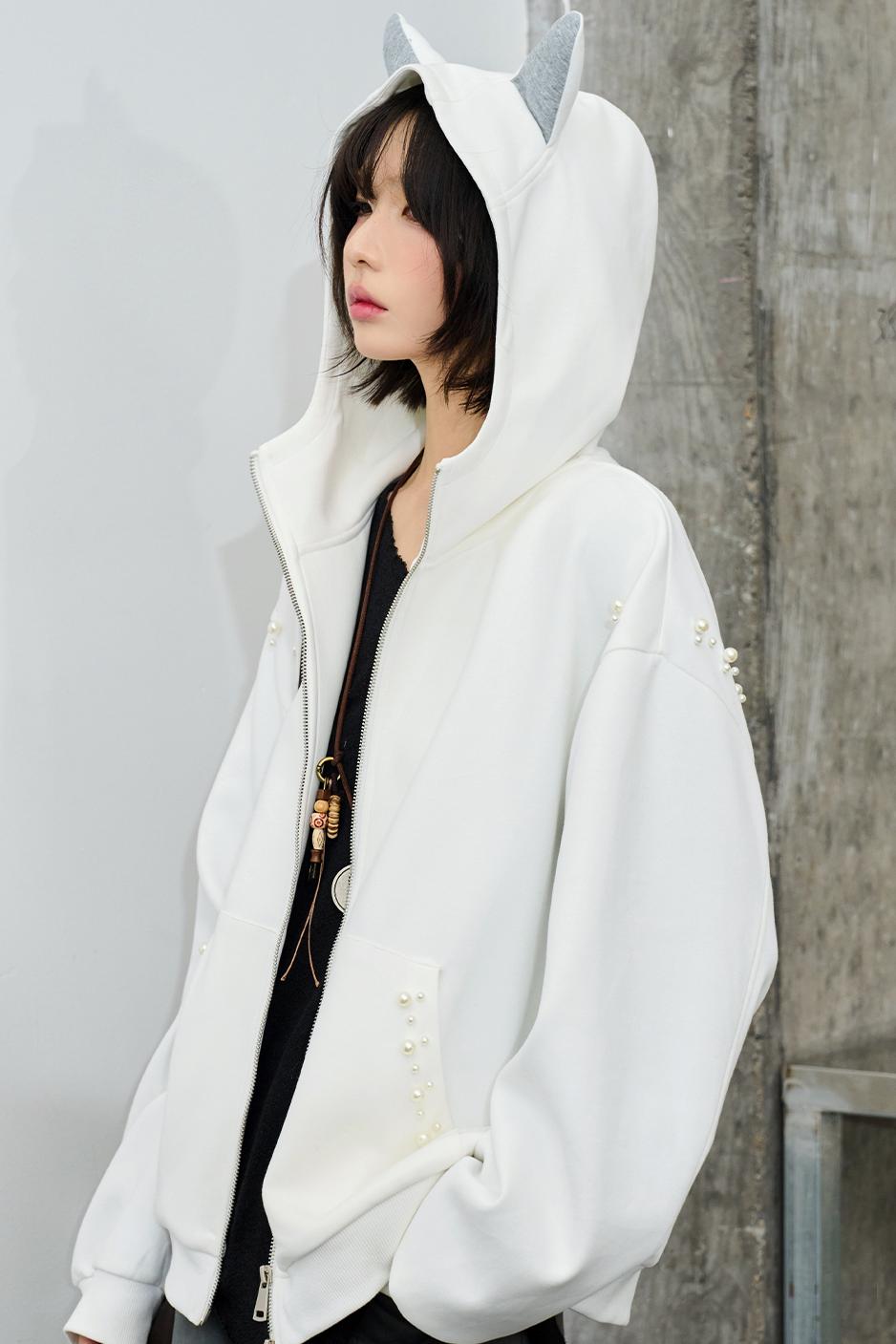 Hooded Ear Loose Fit Jacket