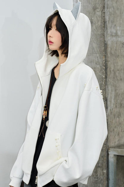 Hooded Ear Loose Fit Jacket