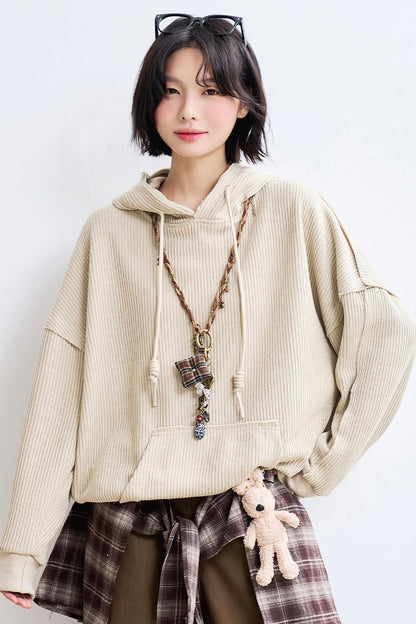 Casual Rib Knit Sweatshirt