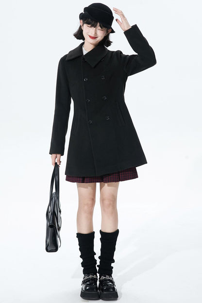 Wool-blend asymmetrical cape coat