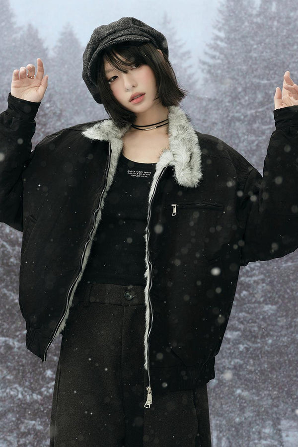 Fox Fur Collar Cotton Jacket
