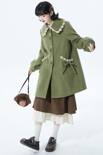 ジャスミングリーンウールコート