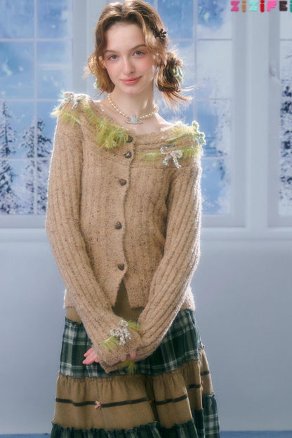 Mist Harbor Off-Shoulder Cardigan