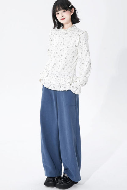 ホワイトパピーモチーフニットトップ