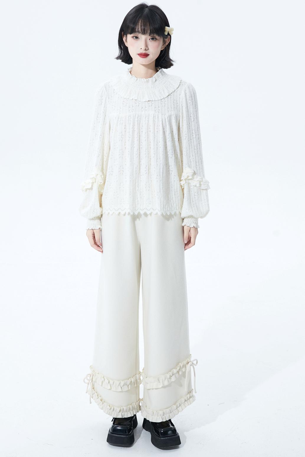 Off-White Ruffle Knit Blouse
