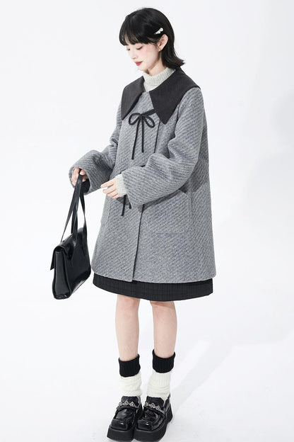 レトログレイウールンコート
