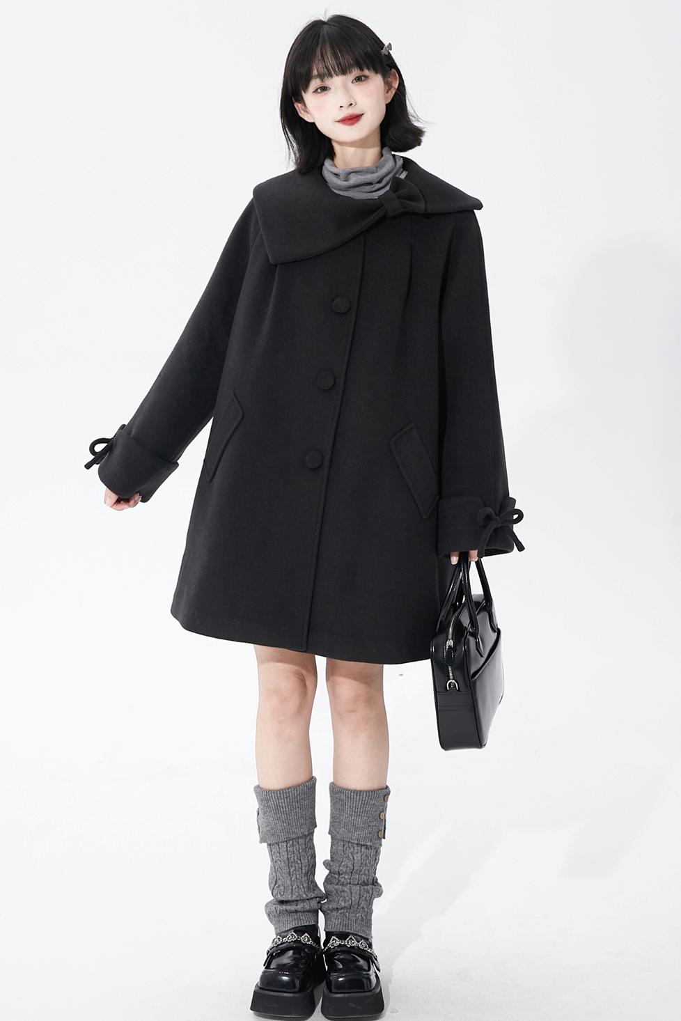 インクダイアシンメトリーウールコート