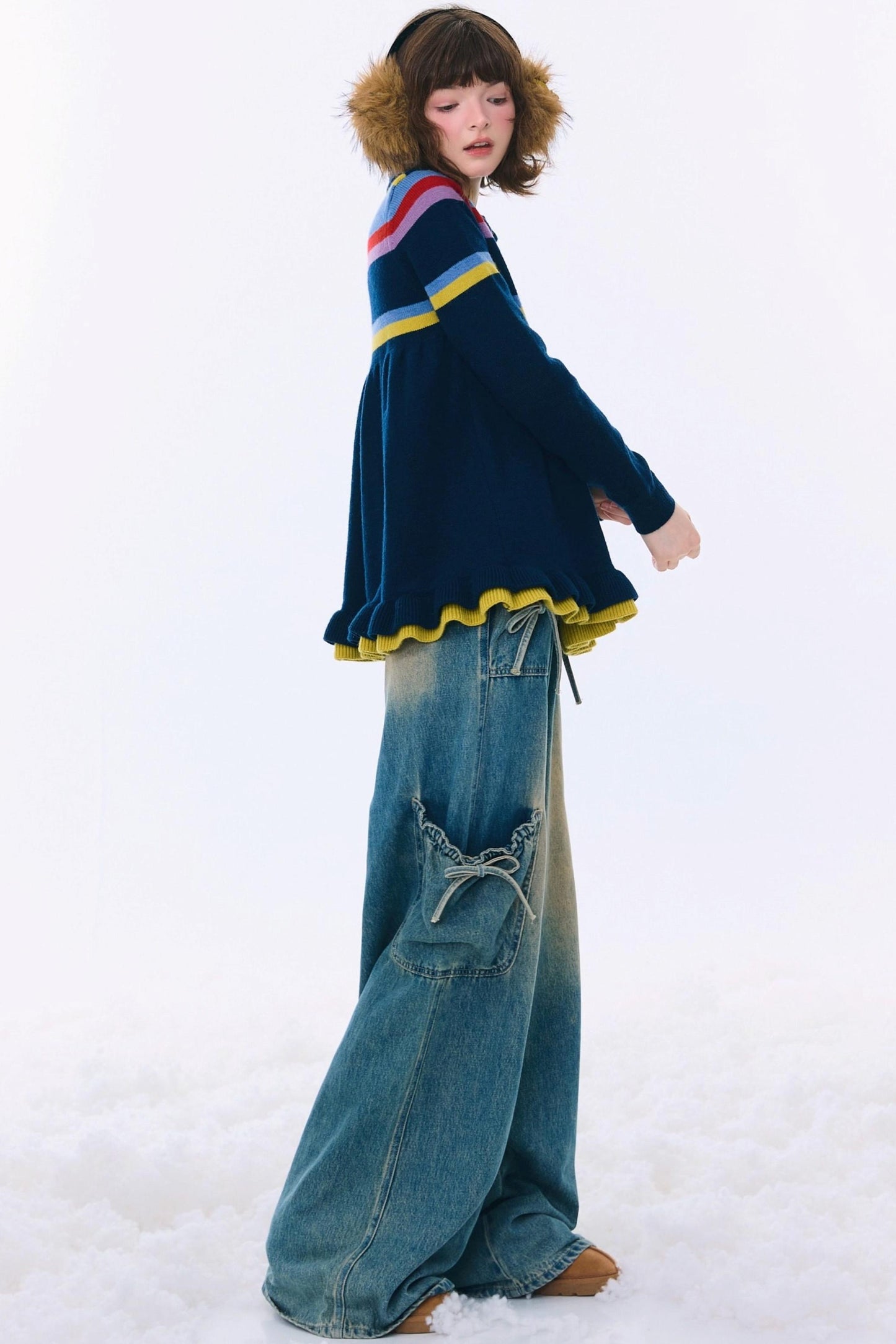 Contrast Striped Knit Sweater