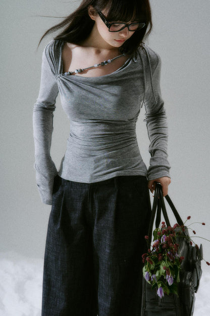 Open collar tight mode top