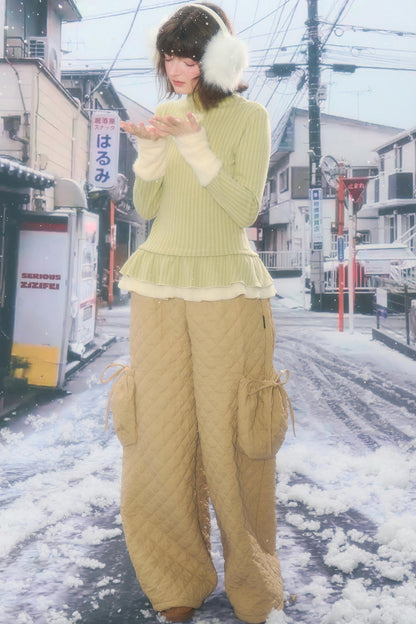 One-point Bow Peplum Top