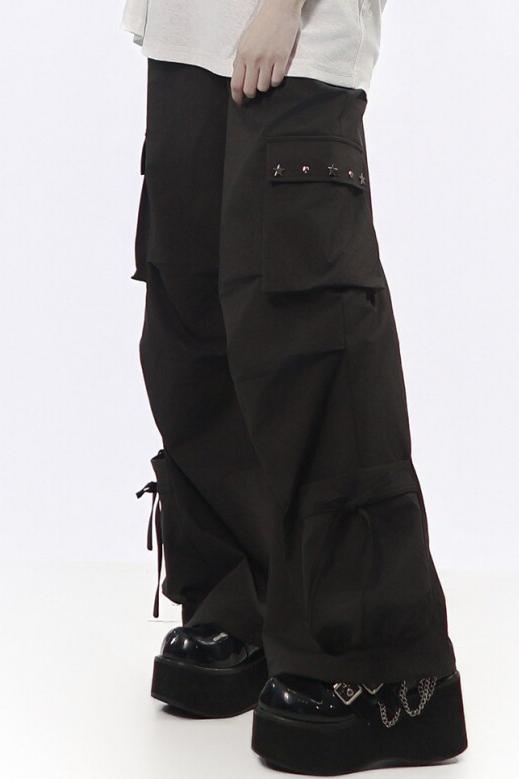Studded Gathered Cargo Pants