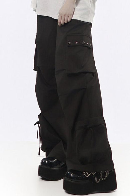 Studded Gathered Cargo Pants