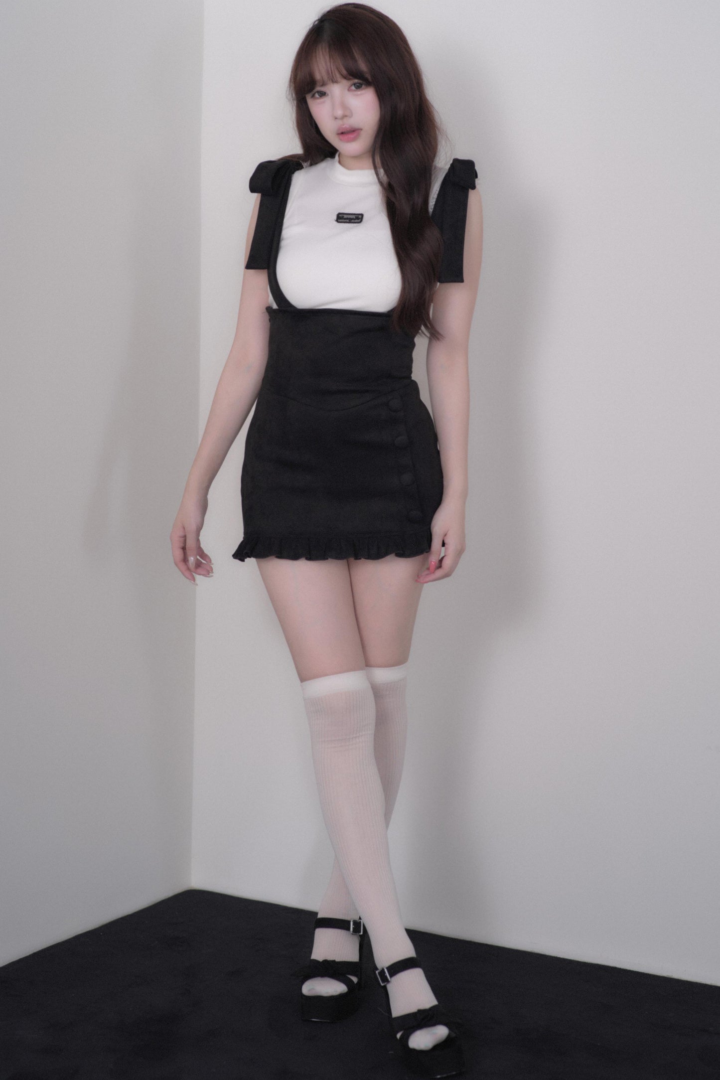 Lace Sleeve Suspender Dress Set