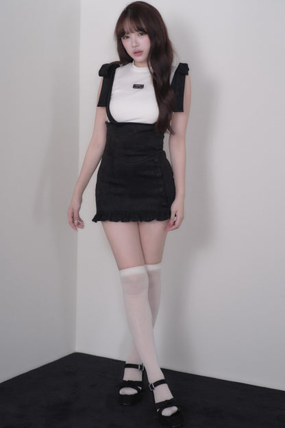 Lace Sleeve Suspender Dress Set