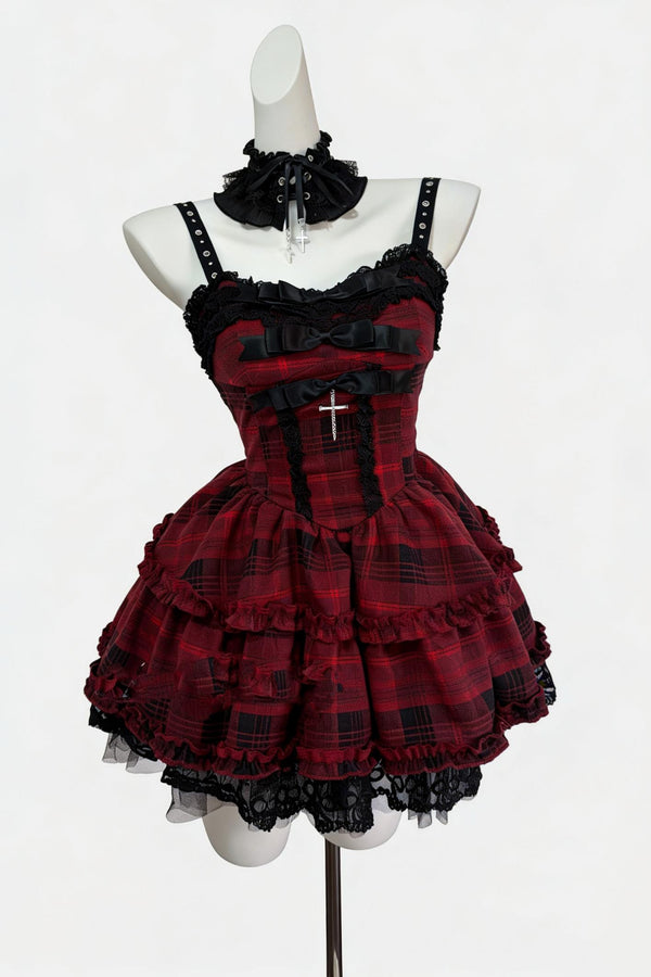 red and black dress accessories Gothic Black and Red Dress + Cardigan + Accessories – Belchic