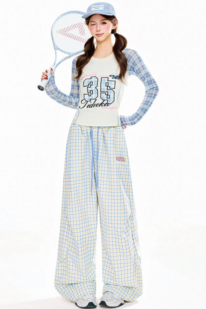 Check Sweet Wide Leg Pants