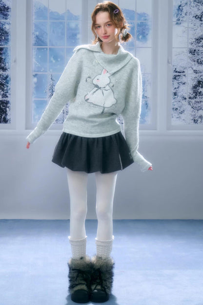 Rabbit Print Knit Top