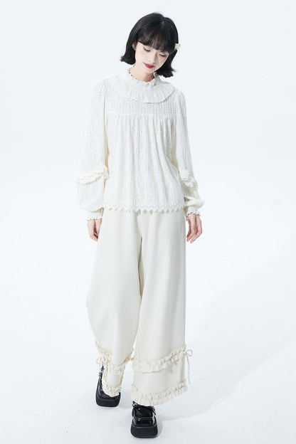 Off-White Ruffle Knit Blouse