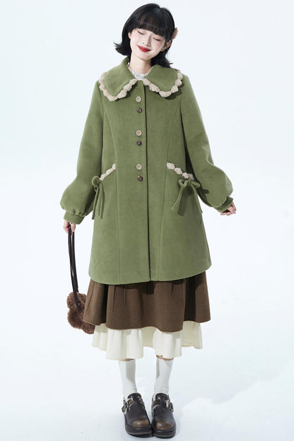 ジャスミングリーンウールコート