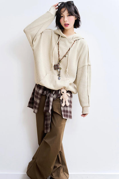 Casual Rib Knit Sweatshirt