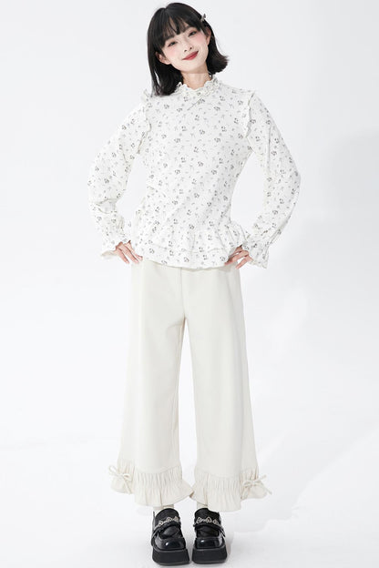 ホワイトパピーモチーフニットトップ