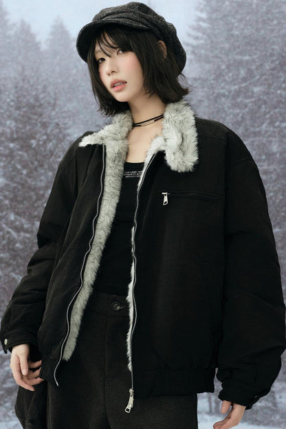 Fox Fur Collar Cotton Jacket