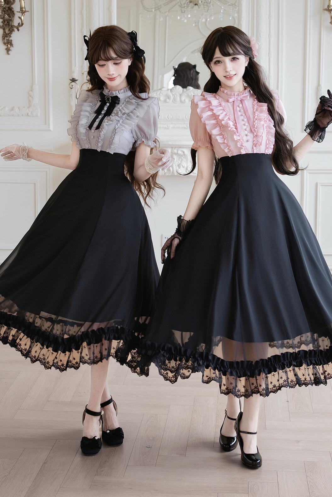 Klassisches Prinzessinnen-Langkleid + Schleifenaccessoire mit Strasssteinen
