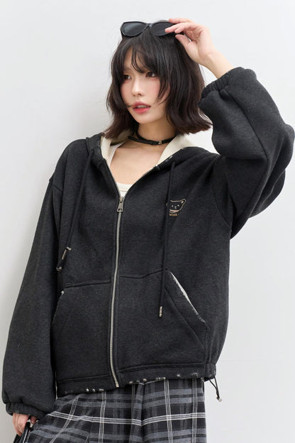 Solid Color Hooded Jacket Setup