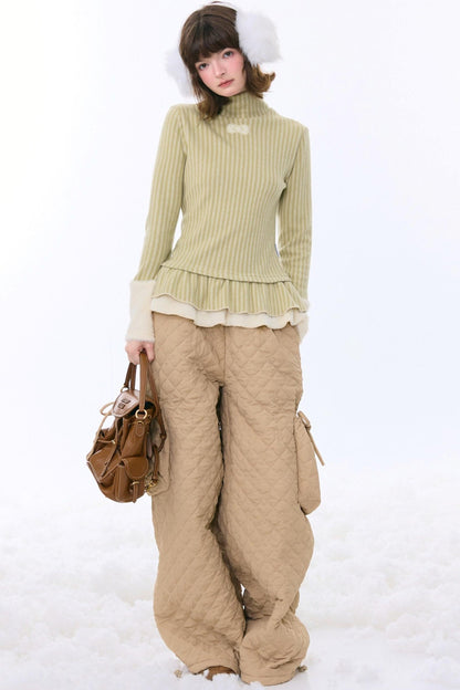 One-point Bow Peplum Top