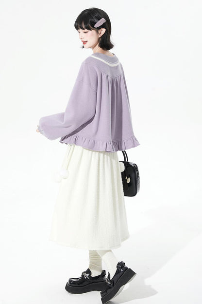 ソフトリブドニットフレアスカート