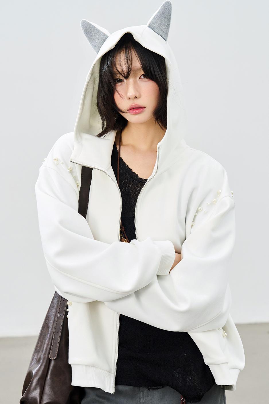 Hooded Ear Loose Fit Jacket