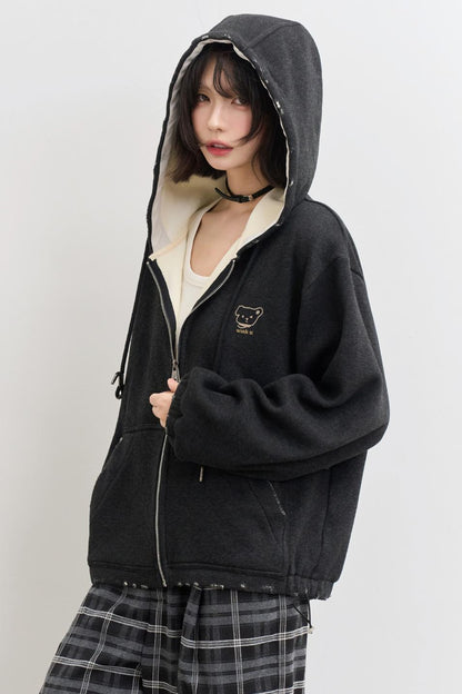 Solid Color Hooded Jacket Setup