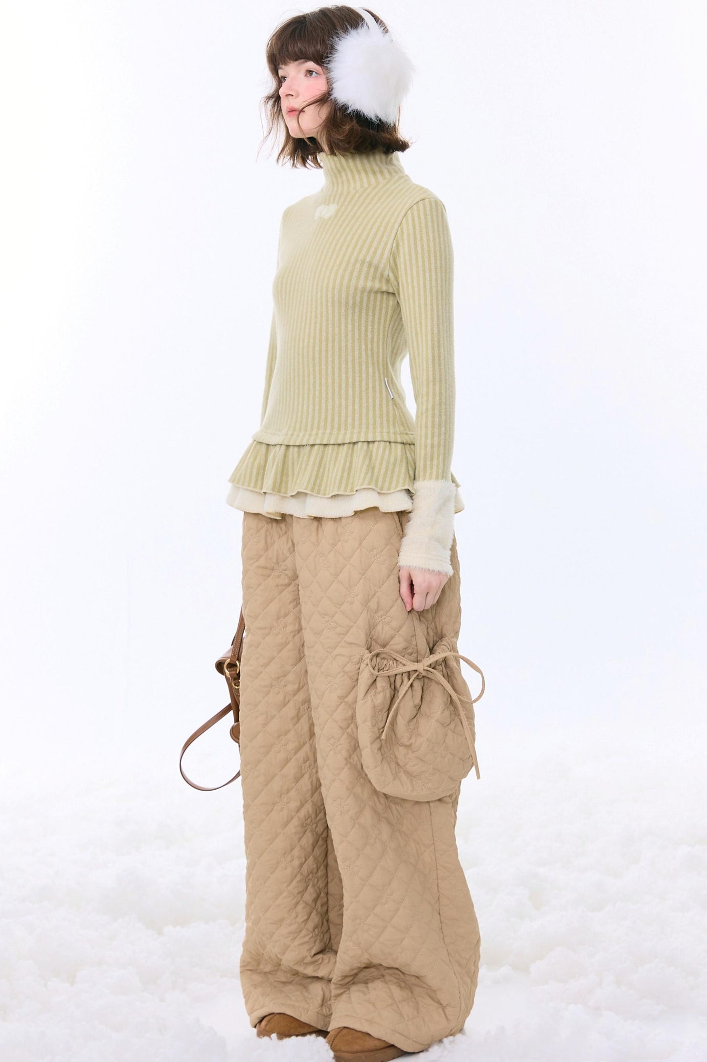 One-point Bow Peplum Top