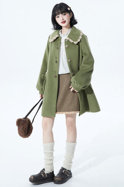 ジャスミングリーンウールコート