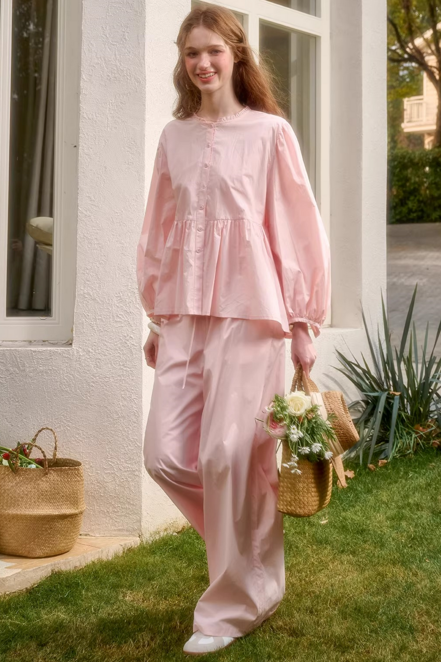 ベビーピンクスイートドレス+シャツ