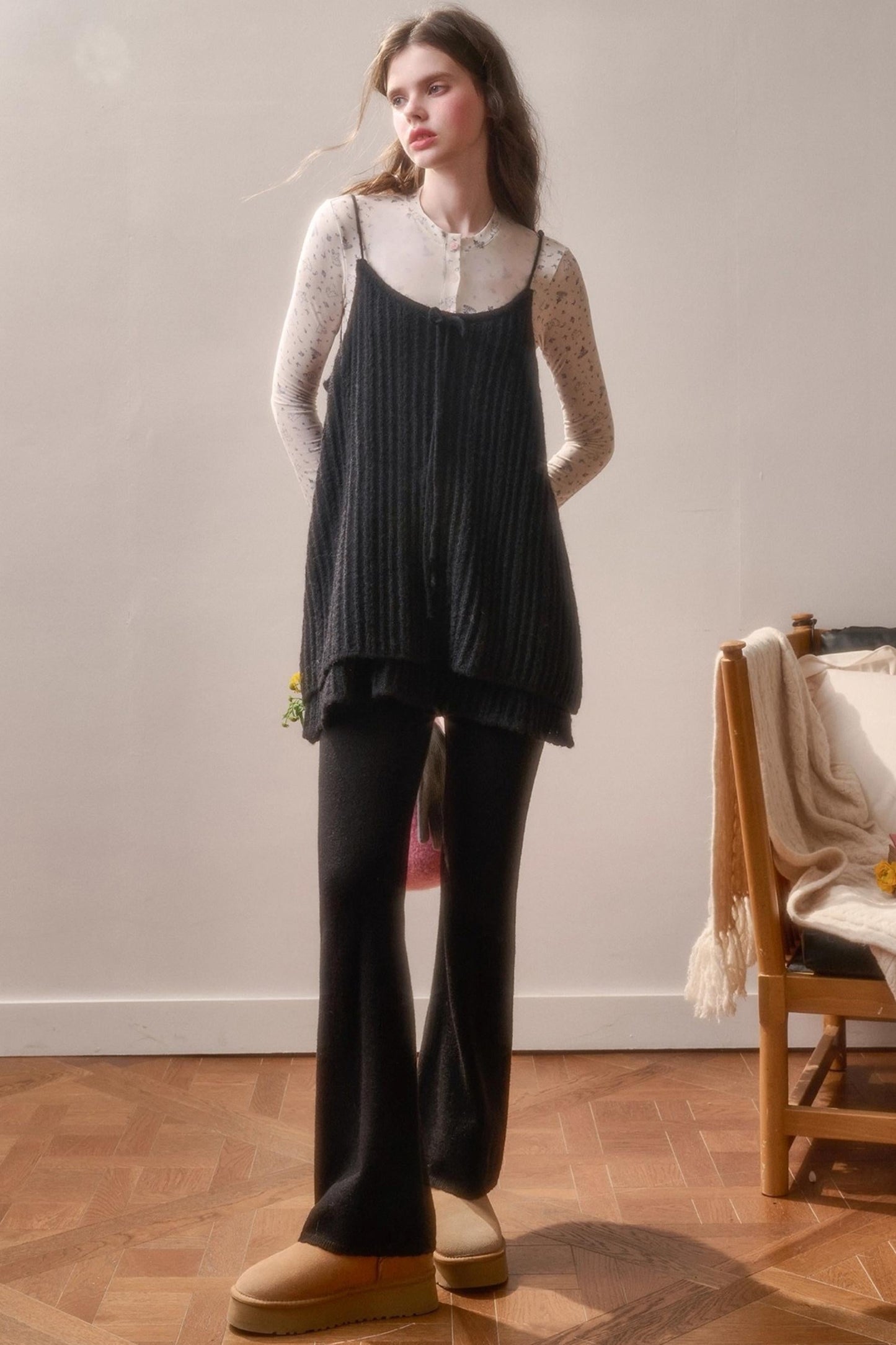 レトロスイートトップス+スリムパンツ