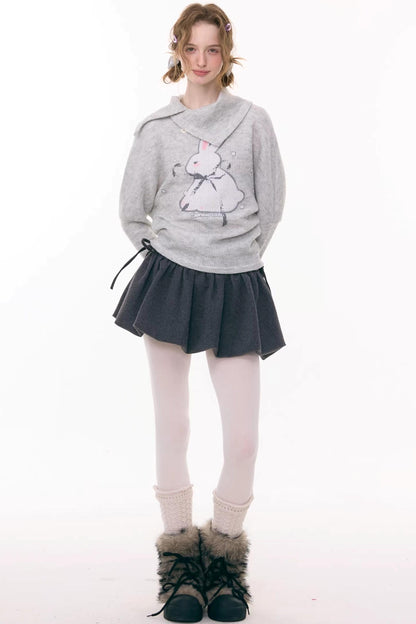 Rabbit Print Knit Top