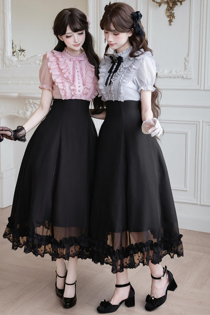 Klassisches Prinzessinnen-Langkleid + Schleifenaccessoire mit Strasssteinen