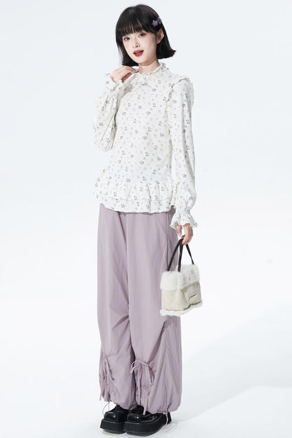 ホワイトパピーモチーフニットトップ