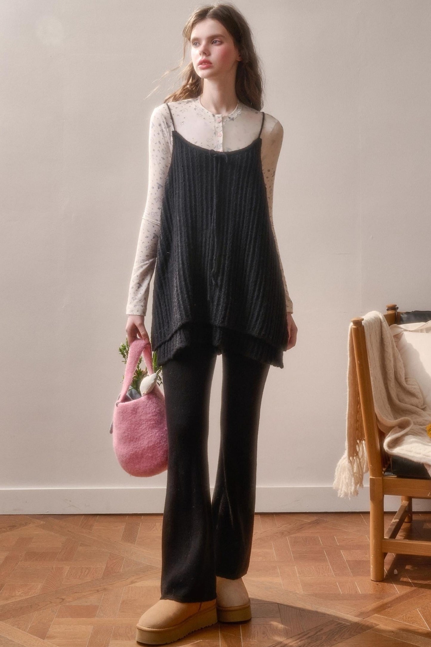 レトロスイートトップス+スリムパンツ