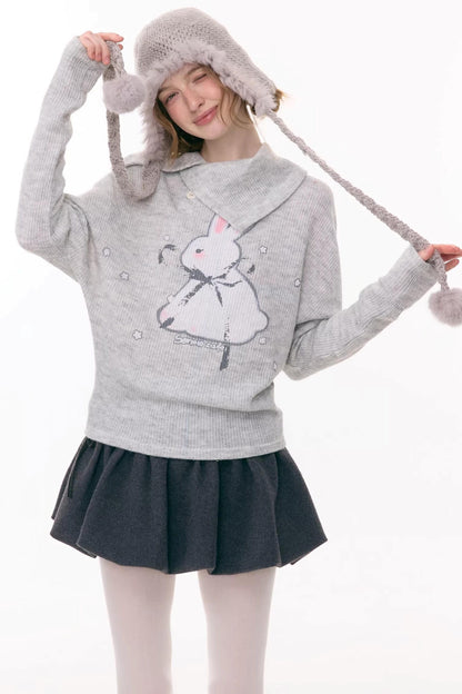 Rabbit Print Knit Top