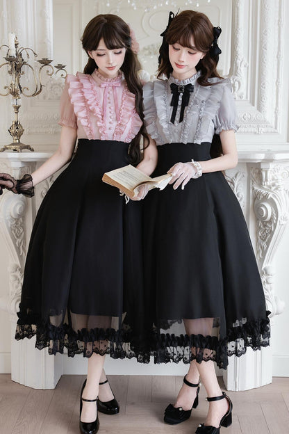 Klassisches Prinzessinnen-Langkleid + Schleifenaccessoire mit Strasssteinen