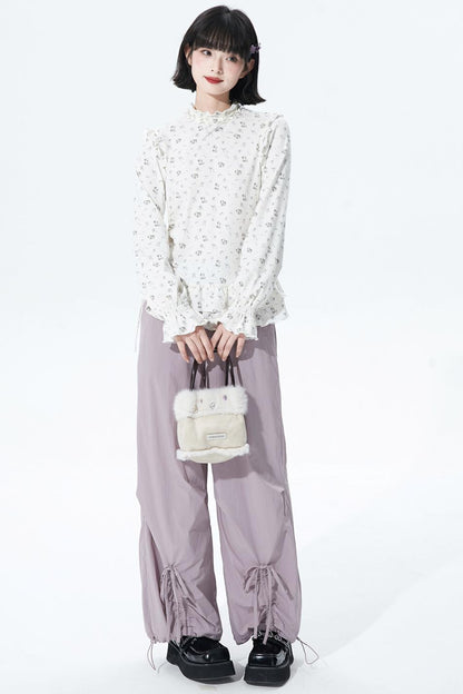 ホワイトパピーモチーフニットトップ